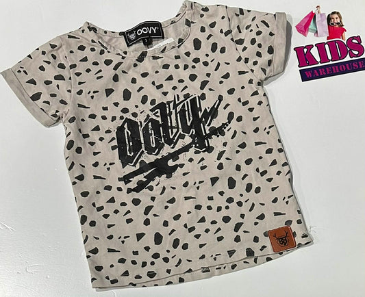 Oovy Grey Top With Black Dot Pattern & “Oovy” Print Size 3
