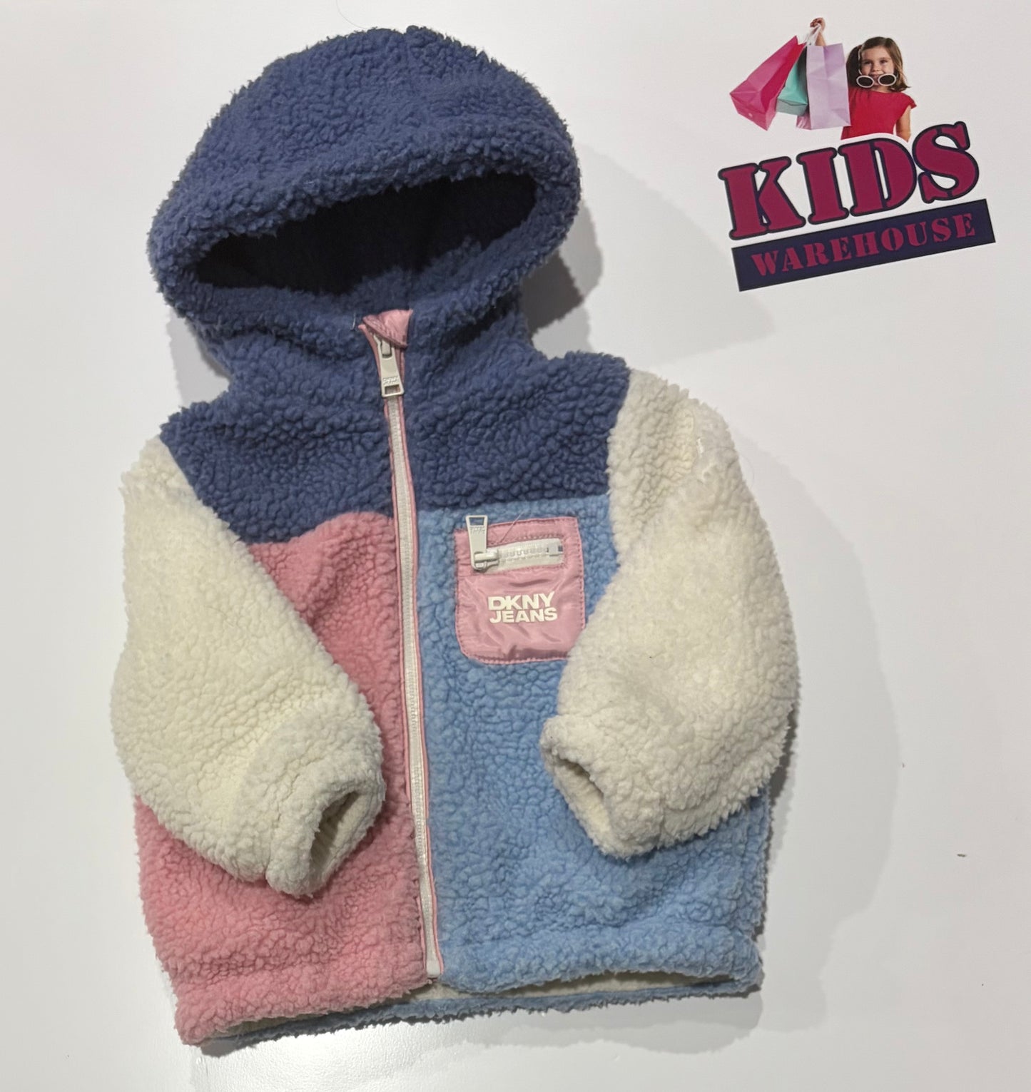 DKNY Blue, Pink Fluffy Jumper Size 2