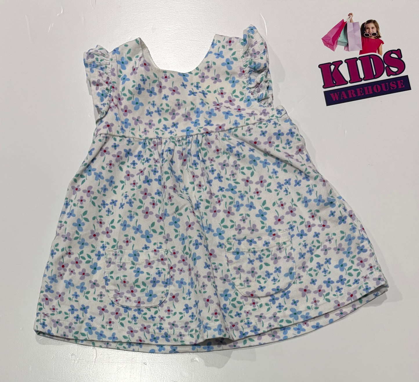 White, Blue, Purple Flower Print Dress Size 0