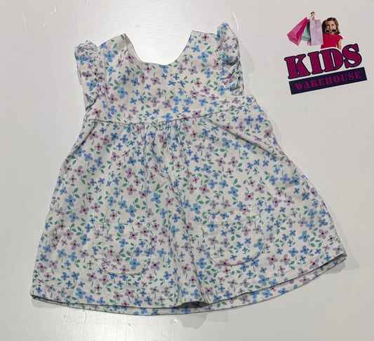 White, Blue, Purple Flower Print Dress Size 0