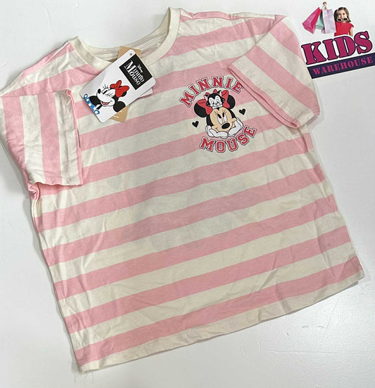 New Disney Minnie Mouse Pink & White Top Size 9