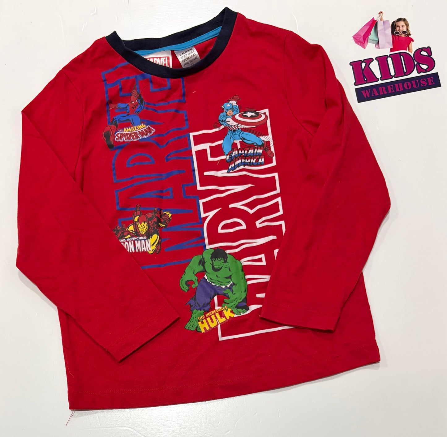 Marvel Red, Characters Print Top Size 8