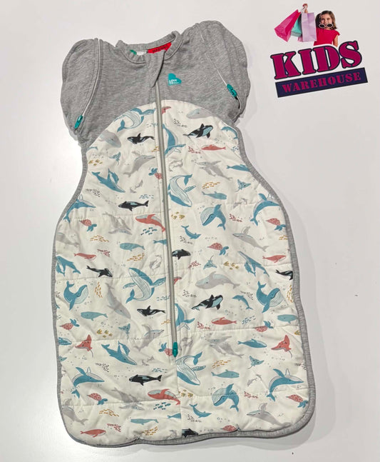 Love To Dream Swaddle Up Transition Bag White, Grey Ocean Animal Print Size 00 (6-8.5kgs) TOG 2