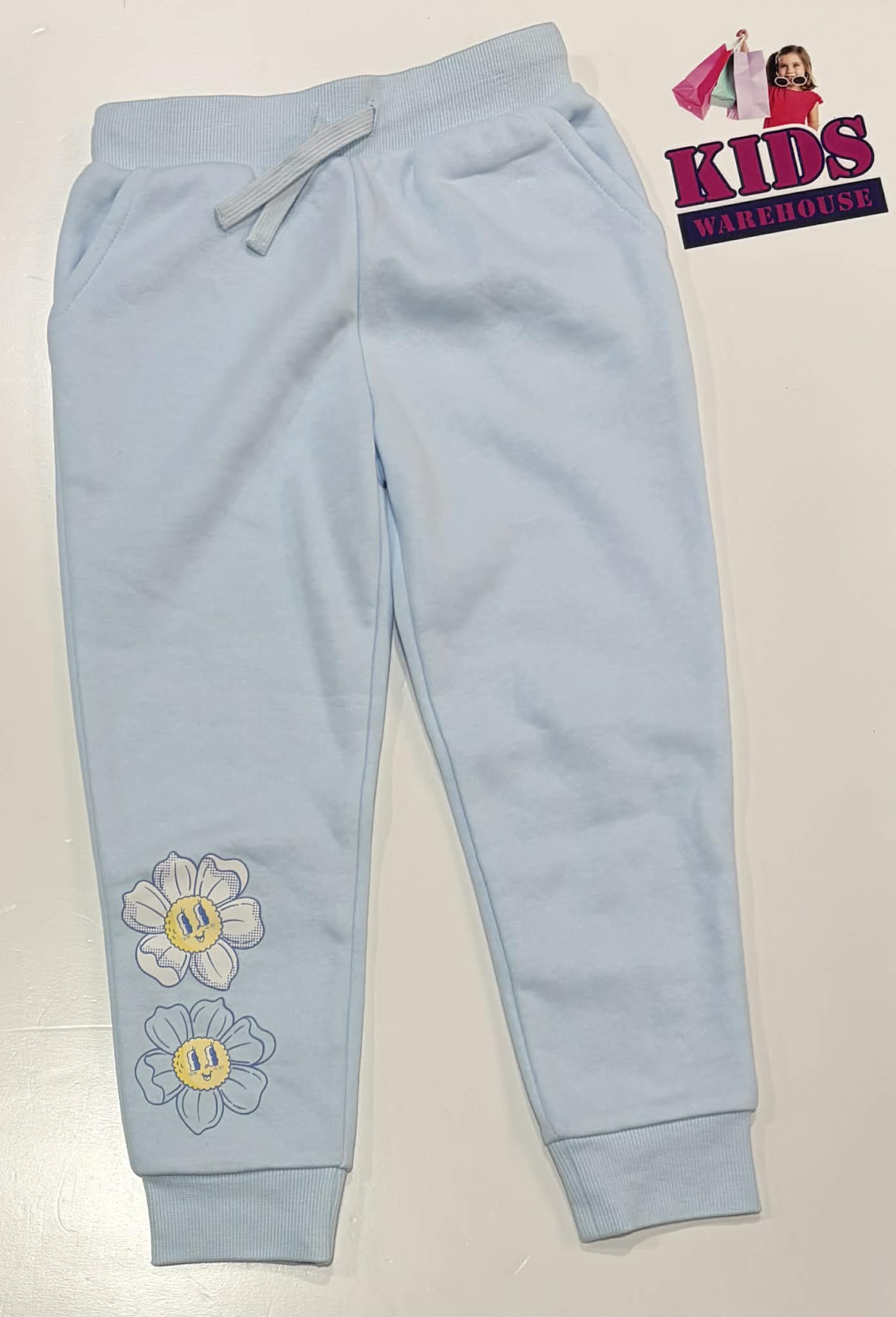Anko Blue Track Pants With Flower Print Size 5