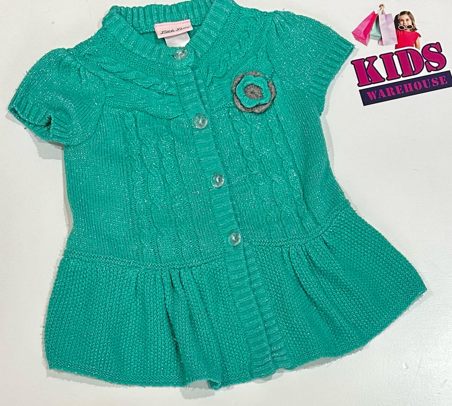 Little Lass Green Knit Dress Size 2