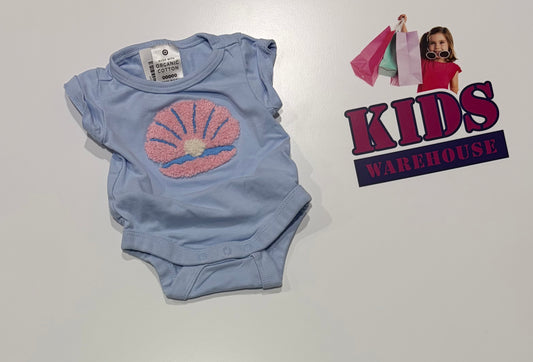 Light Blue, Pink Shell Print Bodysuit Size 00000
