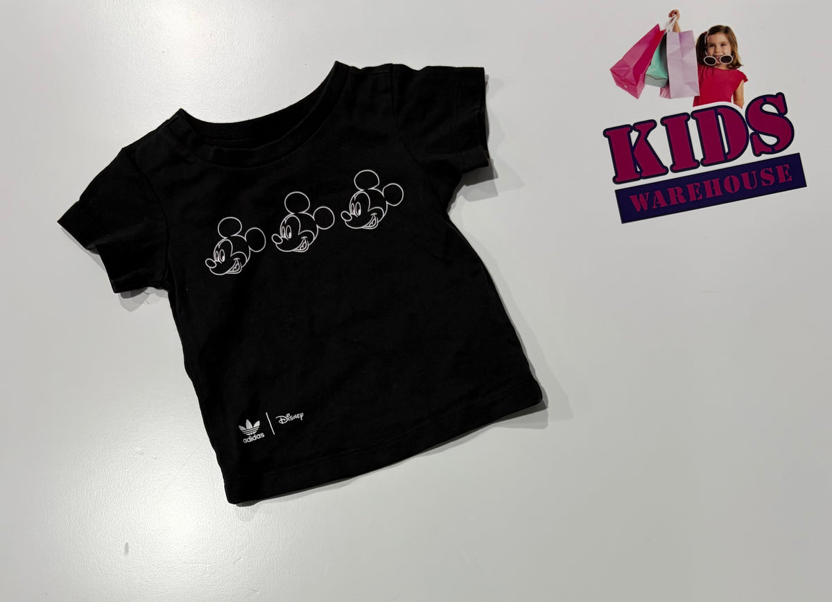 Adidas X Disney Black, Mickey Mouse Print Top Size 00