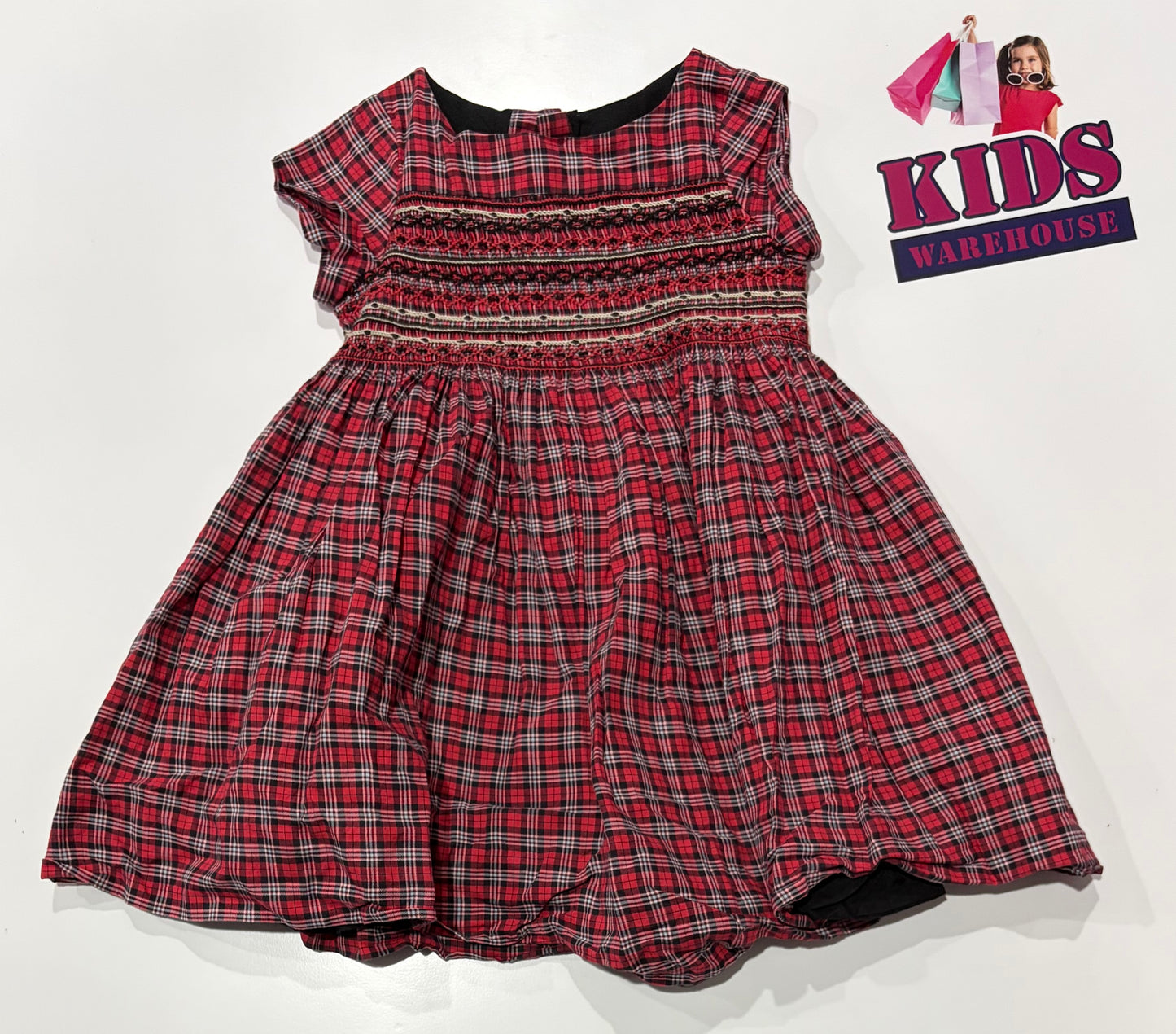 Bonjoint Red, White Check Print Dress Size 4