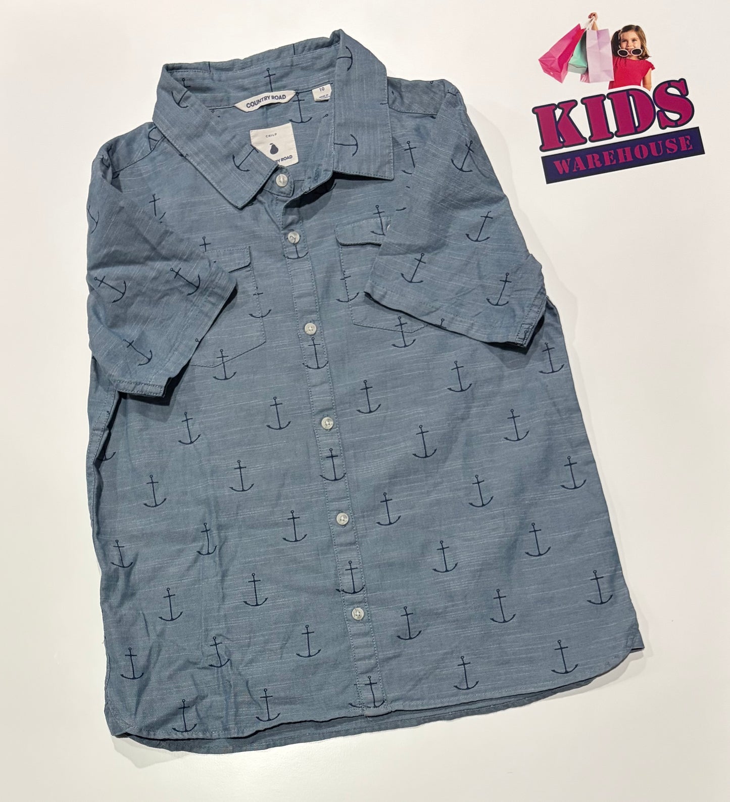 Country Road Blue, Anchor Print Top Size 10