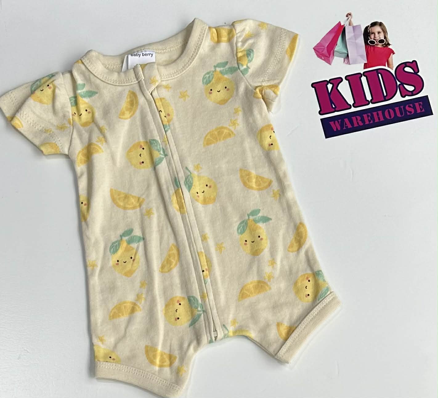 Premmie Baby Berry Yellow Bodysuit With Lemon Pattern Size 00000