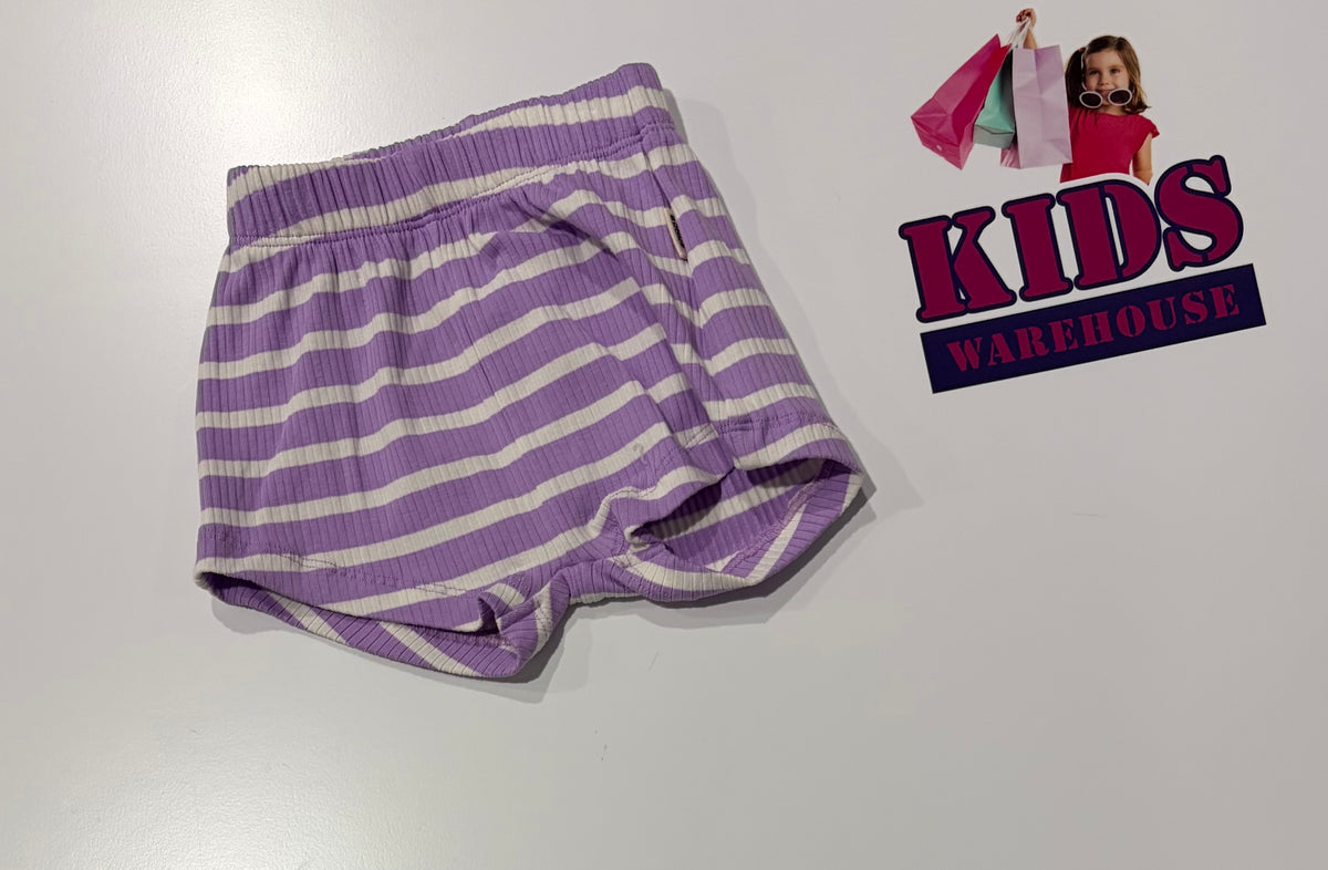 Bonds Purple, White Stripe Print Shorts Size 00