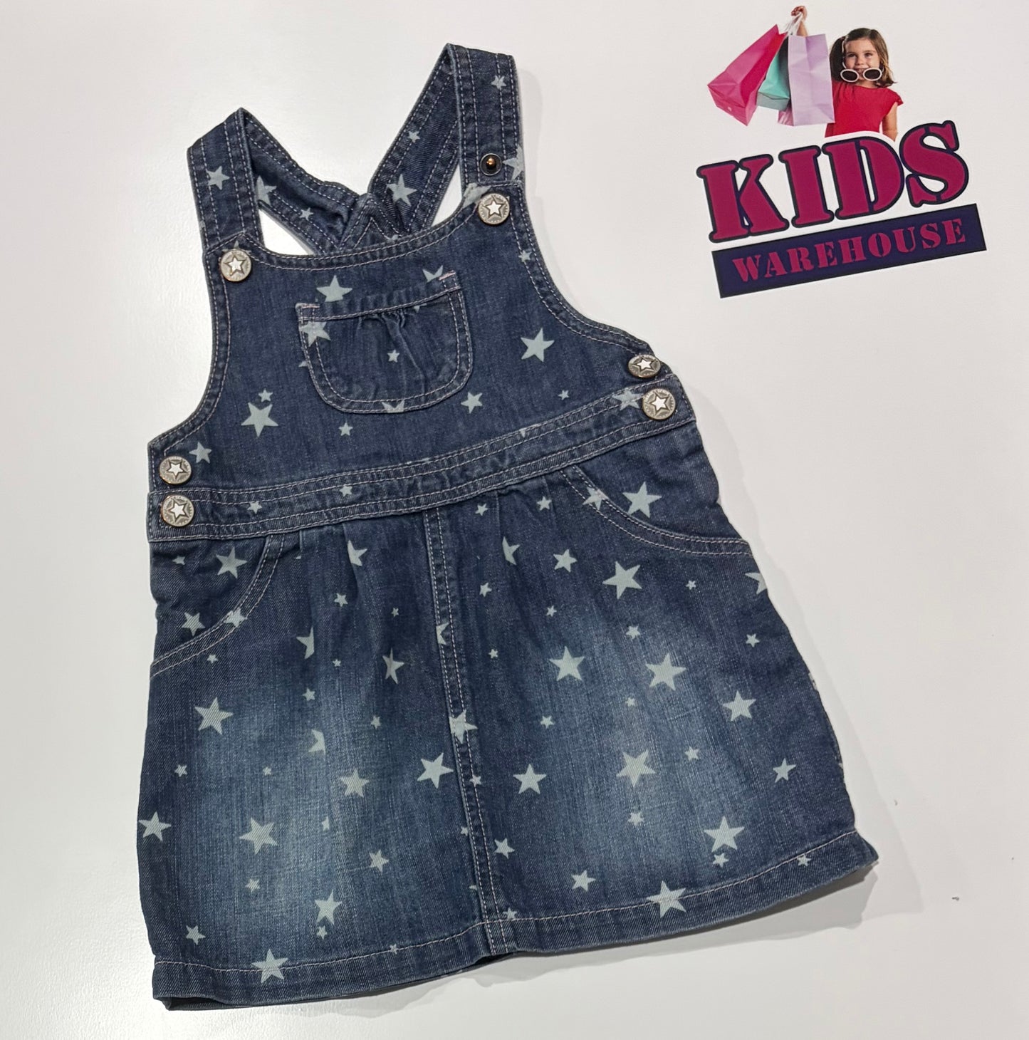 Denim, Blue Star Print Overalls Size 1