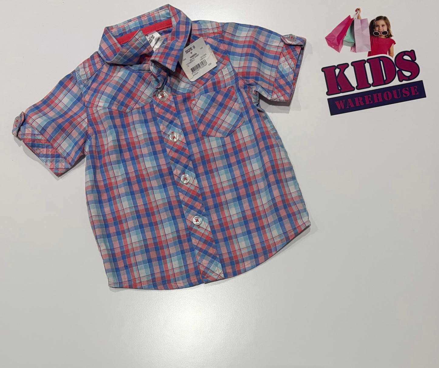 Not Used Tiny Little Wonders Blue, Red Check Print Top Size 0