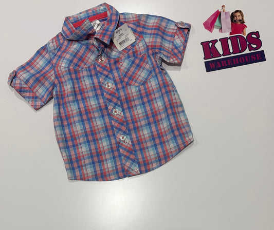 Not Used Tiny Little Wonders Blue, Red Check Print Top Size 0
