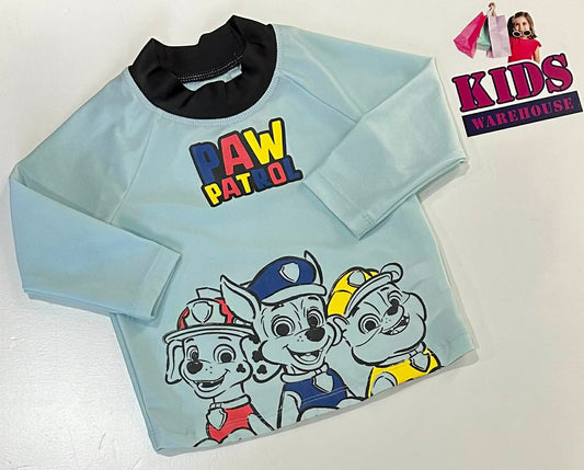 Nickelodeon Paw Patrol Blue Swim Top With Paw Patrol Print Size 1