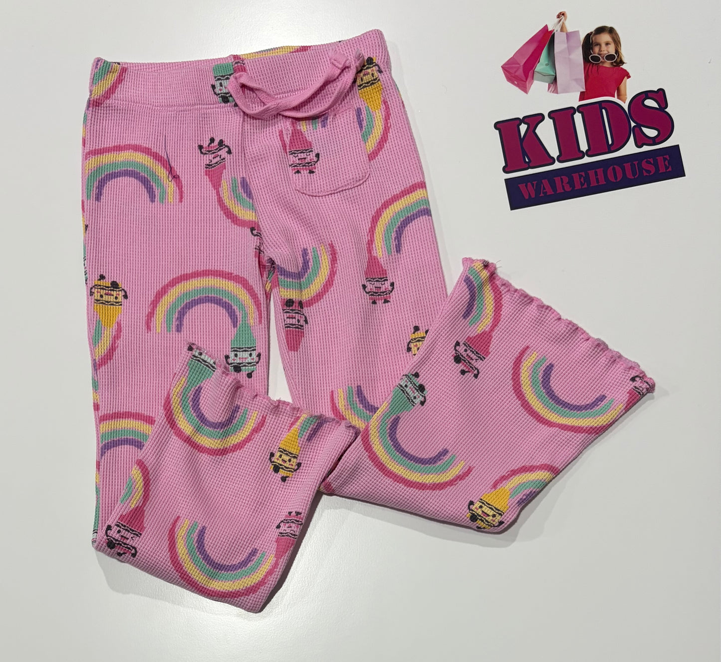 Crayola Pink, Rainbow Crayons Print Pants Size 4