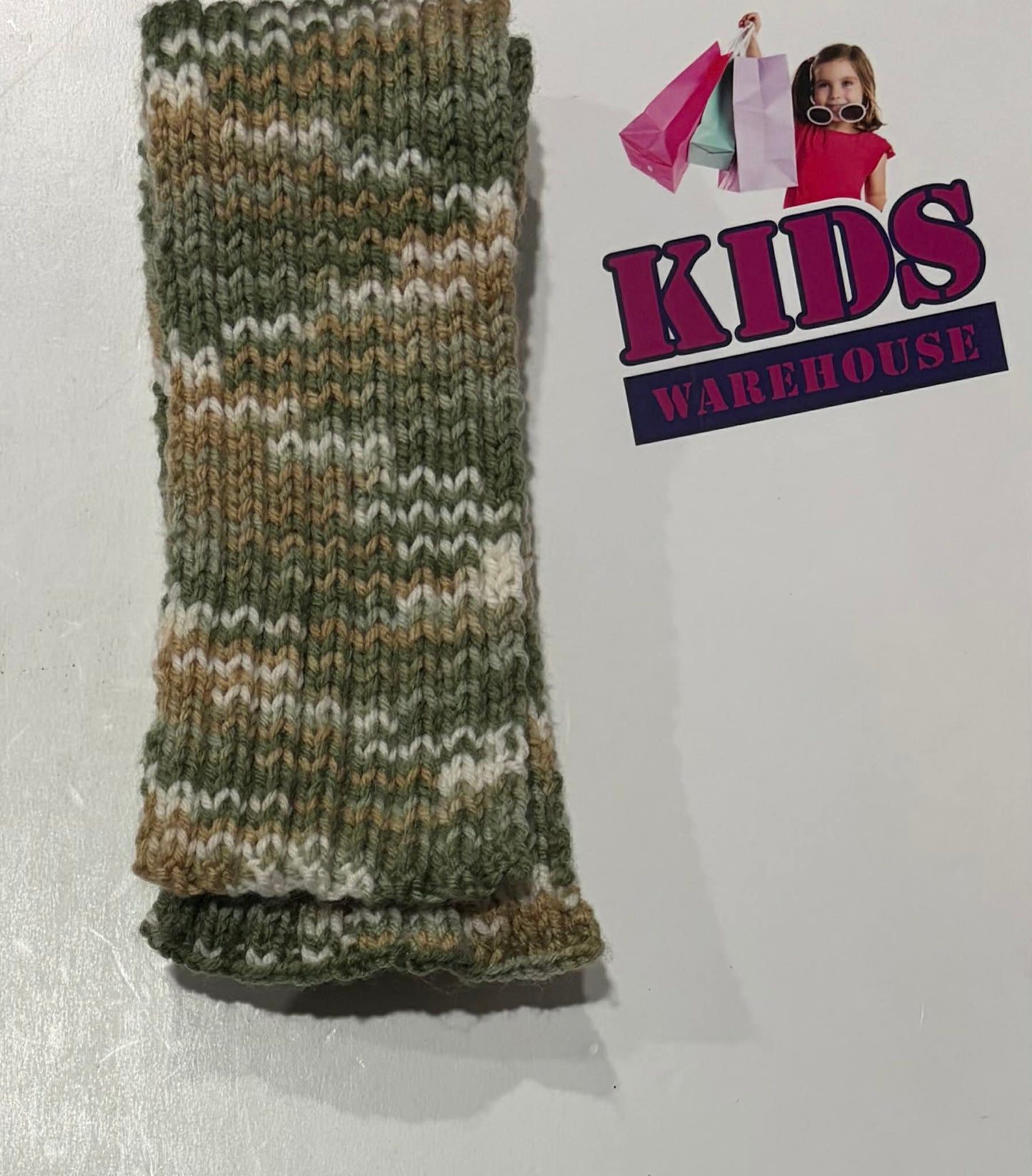 Green, Yellow, White Knitted Scarf