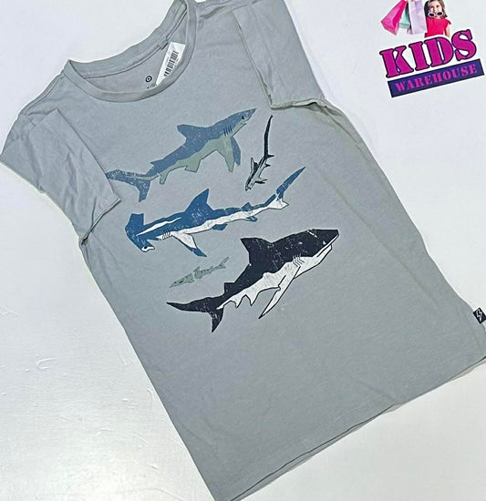 Target Grey Top With Shark Print Size 7