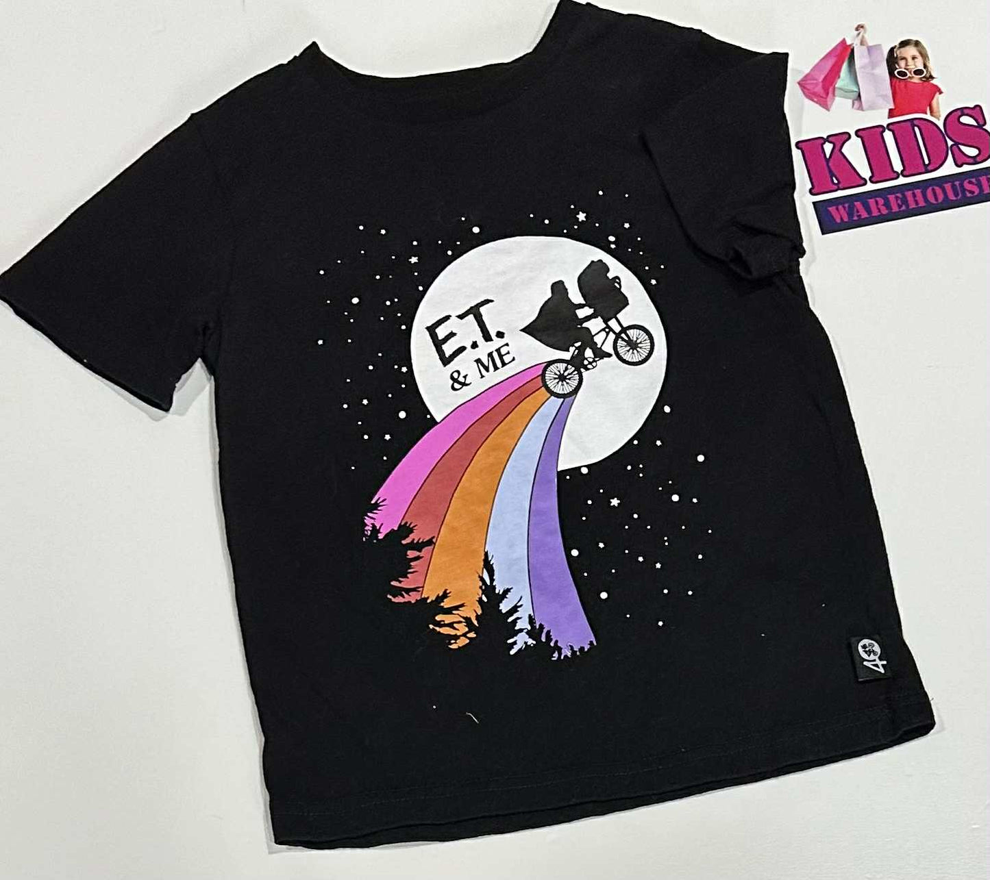 E.T. Black Top With “E.T. & Me” Print Size 4