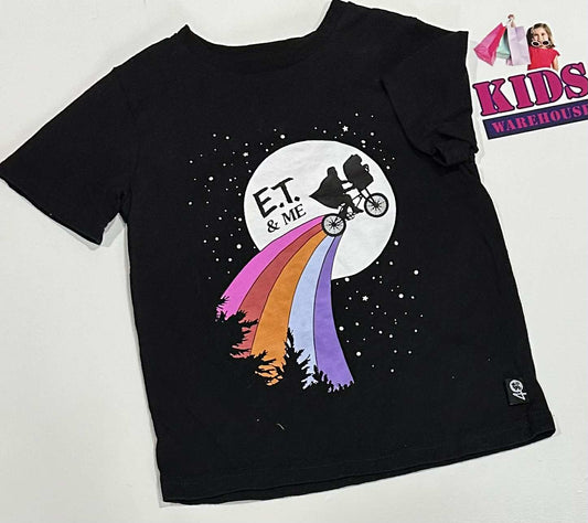 E.T. Black Top With “E.T. & Me” Print Size 4