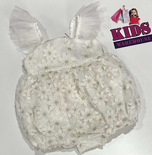 New Dymples White Bodysuit With Flower Pattern Size 000