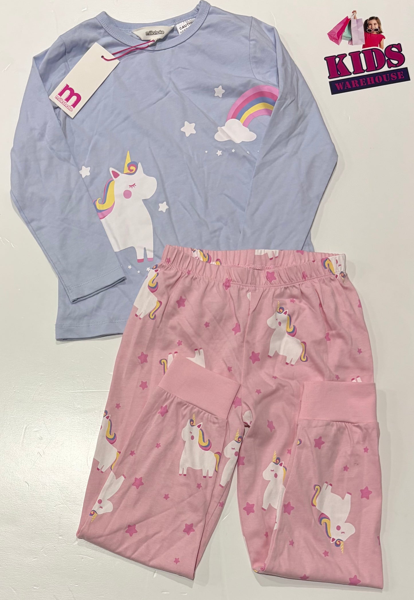 Not Used Pink, Purple Unicorn Print 2 Piece Pyjama Set Size 5
