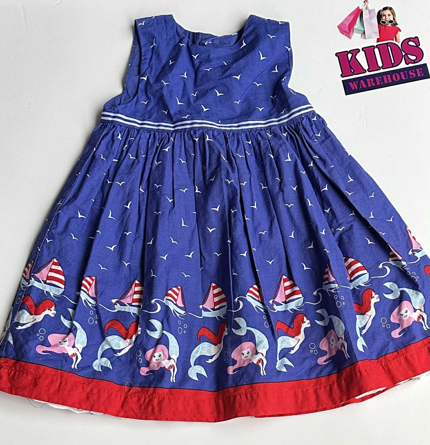 Pumpkin Patch Blue, Red Mermaid Print Dress Size 1