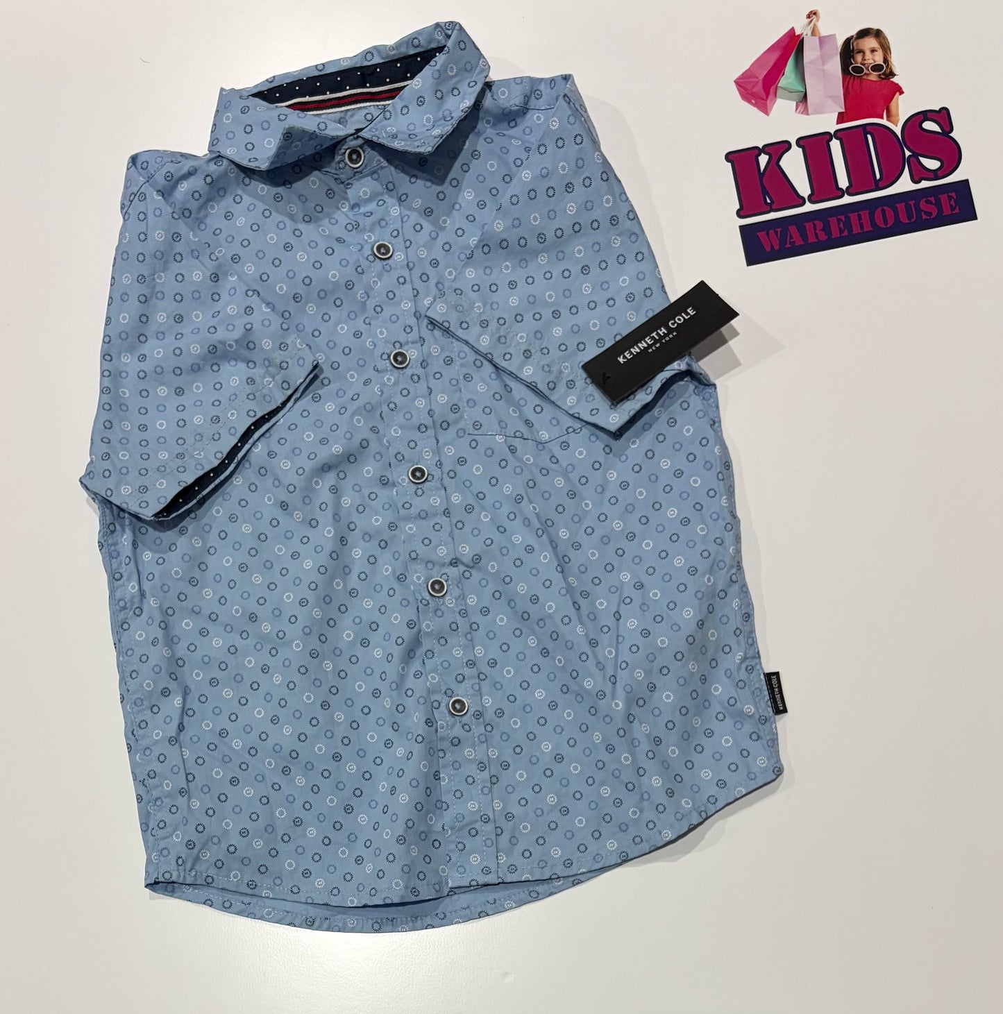 Not Used Kenneth Cole Blue, Polka Dot Print Top Size 5