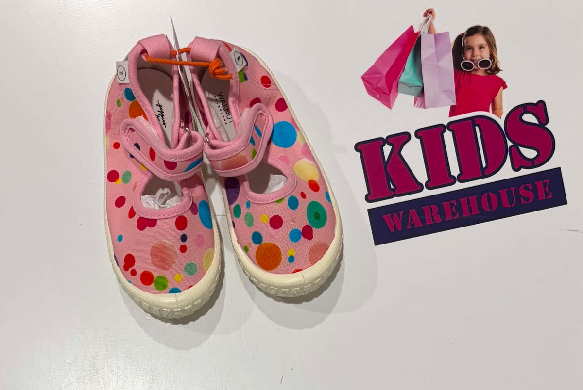 Not Used Walnut Pink, Colourful Polka Dot Shoes Size 8 (Child)