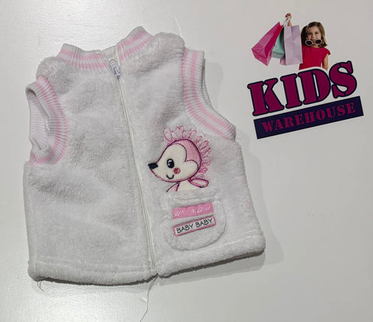 Baby Baby White & Pink Fluffy Vest Size 00000