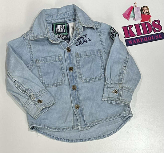 Just Small Blue Long Sleeve Button Up Top Size 000