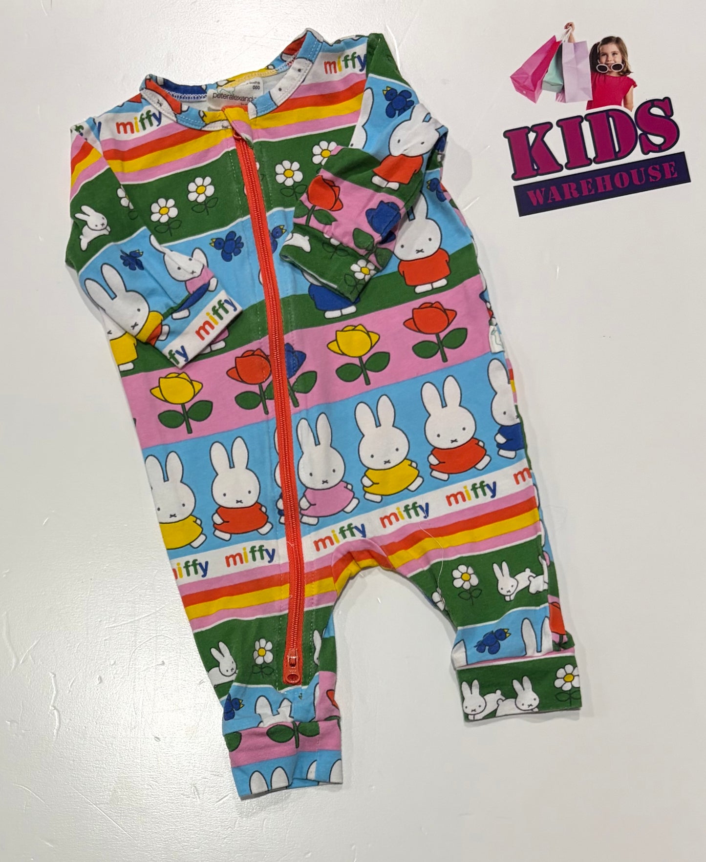 Peter Alexander X Miffy Green, Blue Stripe Print Jumpsuit Size 000
