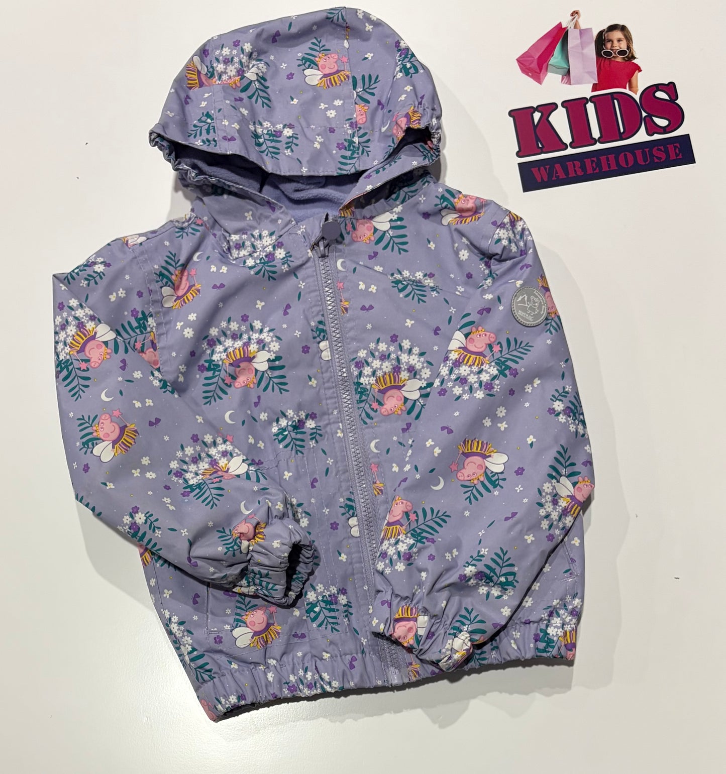 Peppa Pig Purple, Floral, Charactars Print Rain Coat Size 2