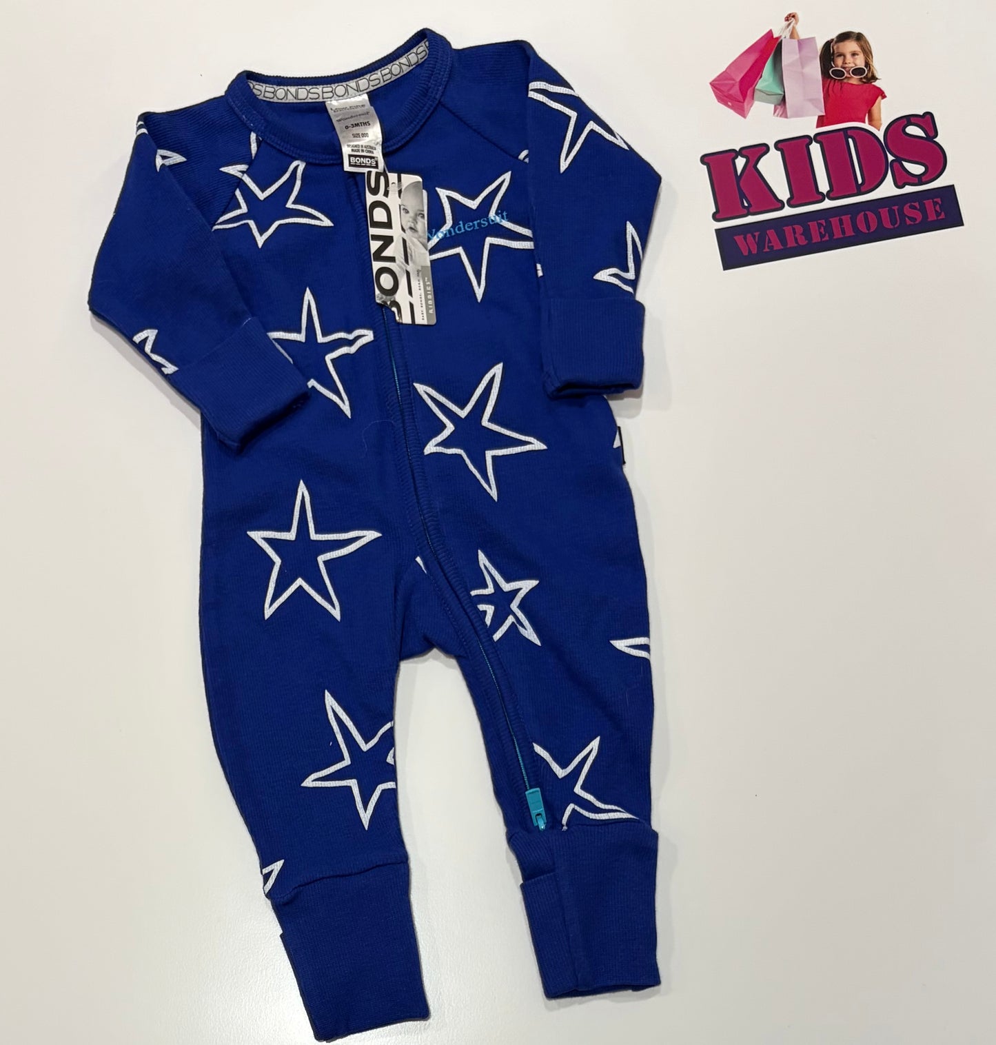Not Used Bonds Blue, White Star Print Wondersuit Size 000