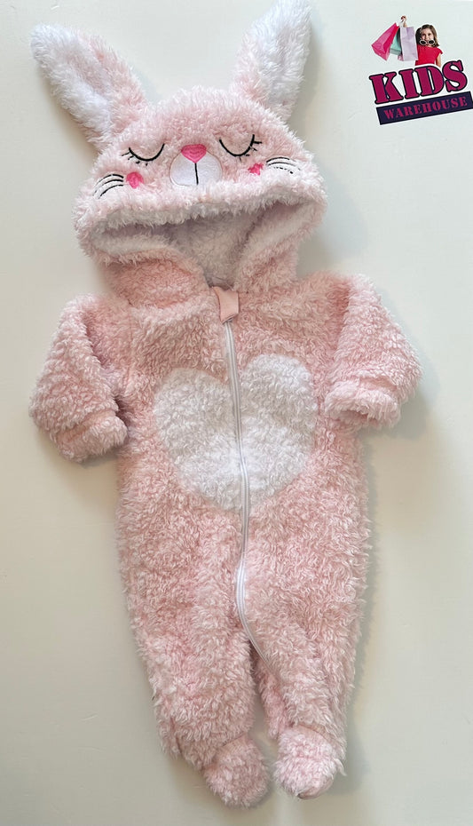 Pink Soft Fluffy Bunny Zip Jumpsuit Size 000