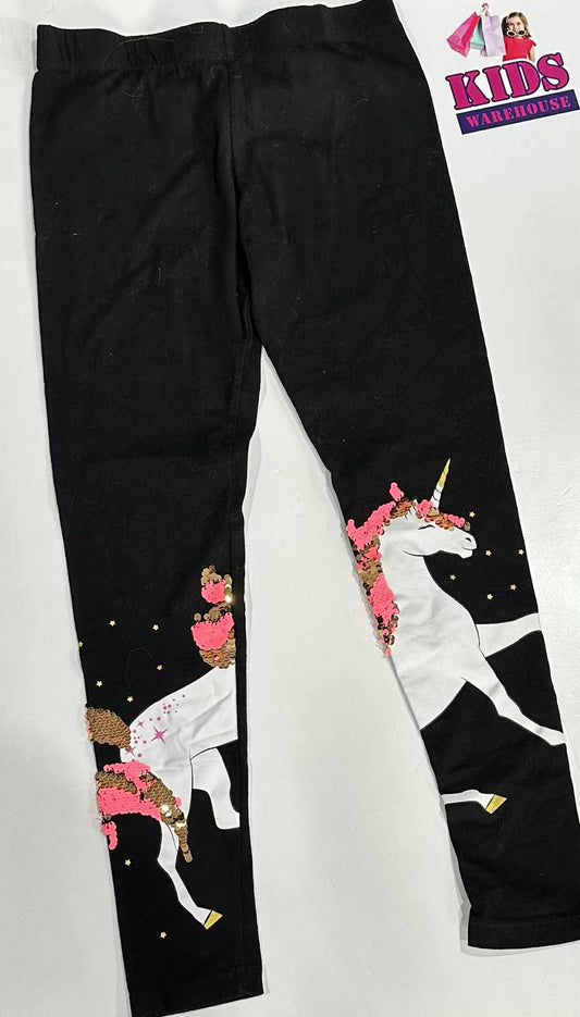 Mango Black Leggings With Unicorn Print Size 14