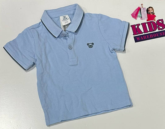Tiny Button Blue Polo Top Size 0