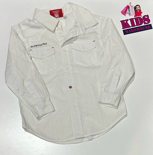 Piping Hot White Long Sleeve Shirt Size 4