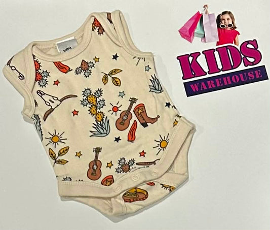 Baby Berry White Jumpsuit With Cactus & Guitar Pattern Size 00000