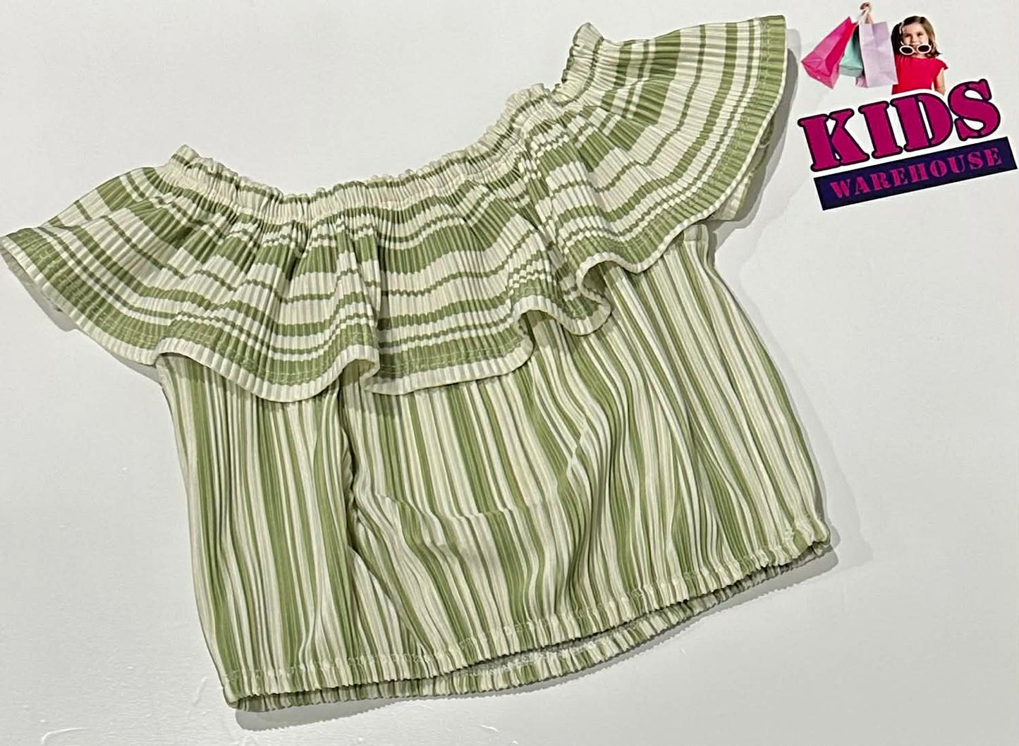 Kensie Girl Green & White Top Size 10