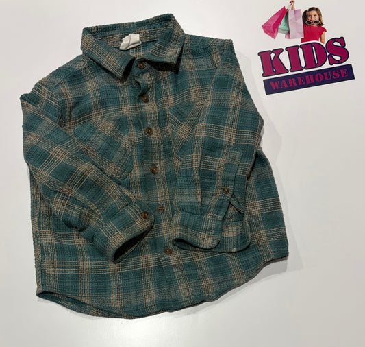 Cotton On Green, Brown Check Print Top Size 3