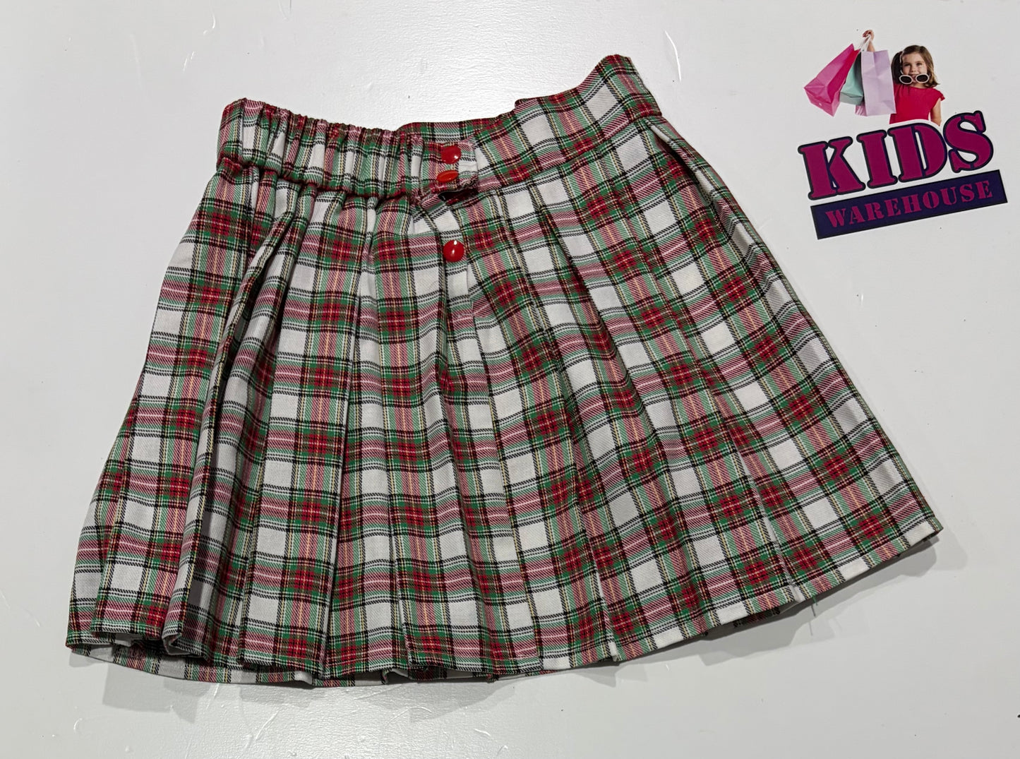 Red, Green, White Pattern Skirt Size 4