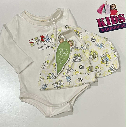 May Gibbs White 3 Piece PJ Set Size 0