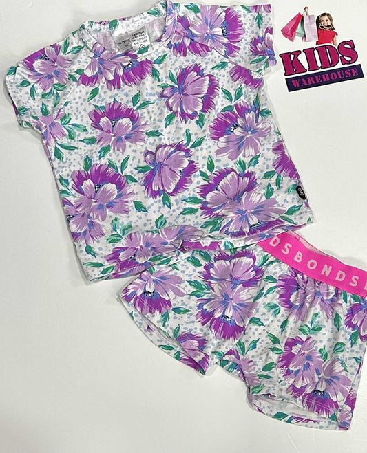 Bonds White & Purple 2 Piece Set With Flower Pattern Size 1
