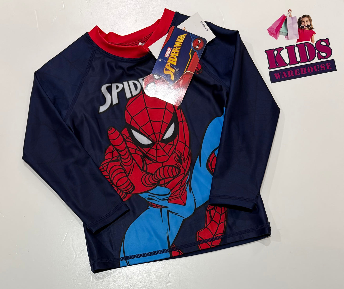 Not Used Marvel Spiderman Long Sleeve Swim Rashie Top Size 2