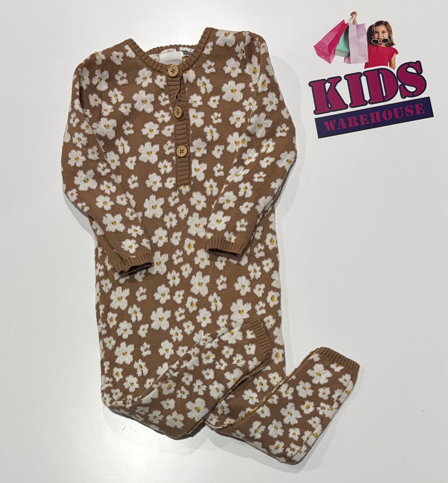 Miann&Co Brown, White Floral Jumpsuit Size 00