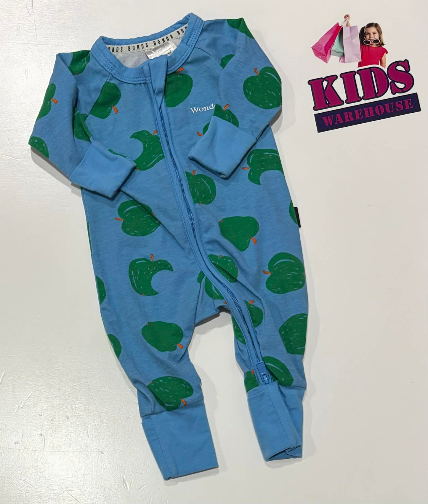 Bonds Blue Wondersuit With Green Apple Pattern Size 0000