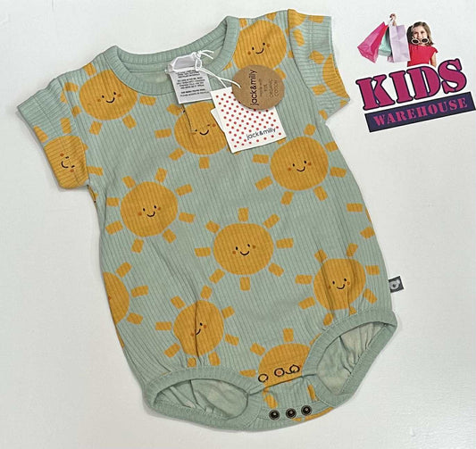 New Jack & Milly Blue Bodysuit With Yellow Sun Pattern Size 00 (RRP $19.99)