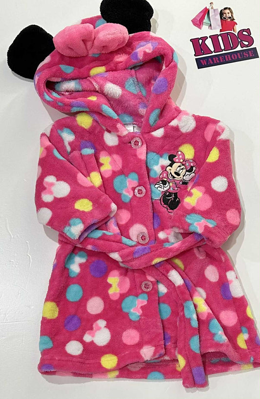 Disney Baby Pink Dressing Gown With Minnie Print Size 00