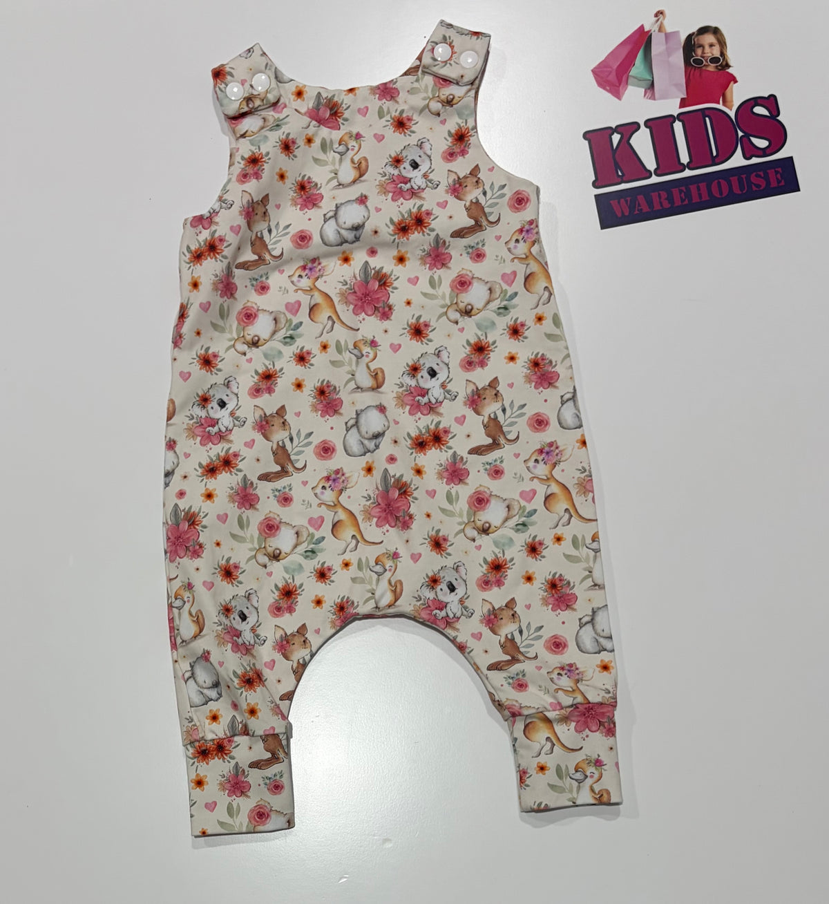 Handmade Blueberry Bubs White, Koala Print Jumpsuit Size 00